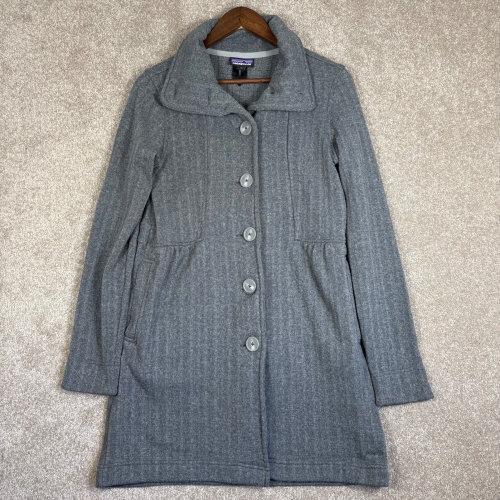 Patagonia Better Sweater Button Front Coat Grey Knit Fleece Jacket Womens Medium